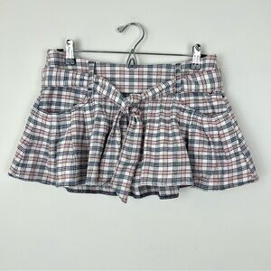 NWT Hollister y2k Deadstock Plaid Bow Micro Mini Pleated Skirt